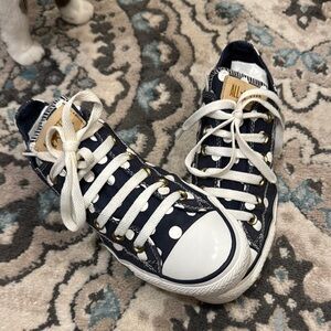 Navy blue polka dot Converse
